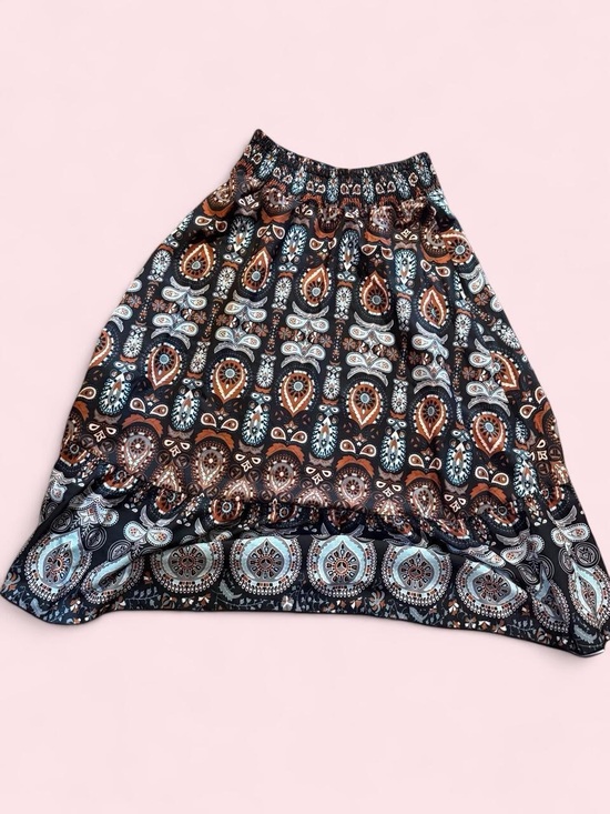 Dresses & Skirts - Boho Patterned Elastic Waist Midi Skirt - Black & Brown